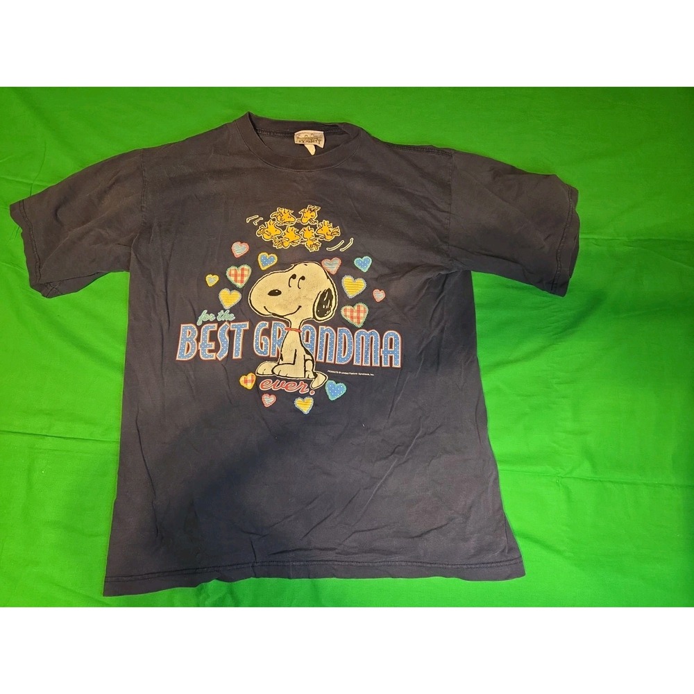 Vintage Snoopy Peanuts 'Best Grandma' T Shirt Adult Large Blue Used 90s Tee